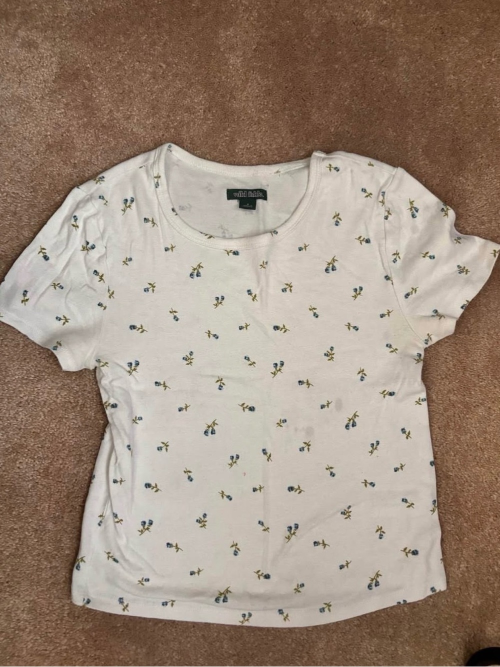wild fable White Tee with Blue and Yellow Floral Print